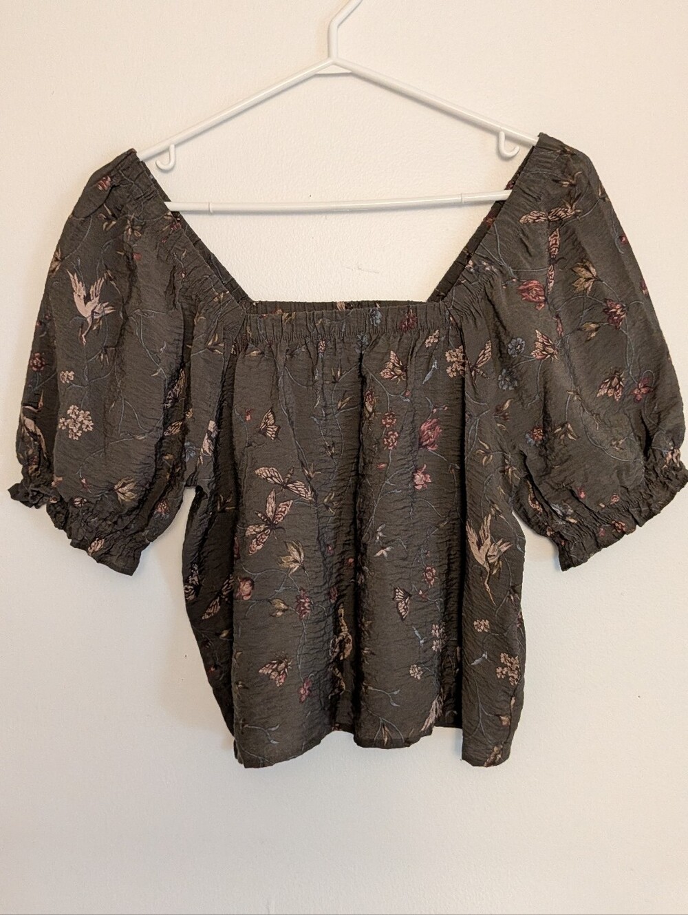 Olive Witchy Floral top, Reitmans